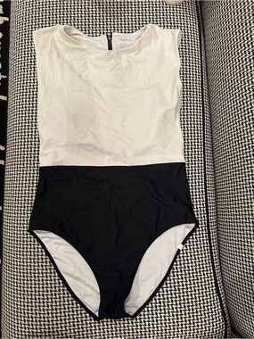 summersalt Black & White Zip-Back One-Piece Swimsuit